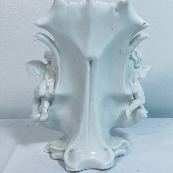 Antique Porcelain Menu Stand "Ariadne" Scene, Cherub Angels, 6.75" VNTG - Picture 2 of 6